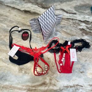 Red & Black Lace Panties Set with Fishnets (2)